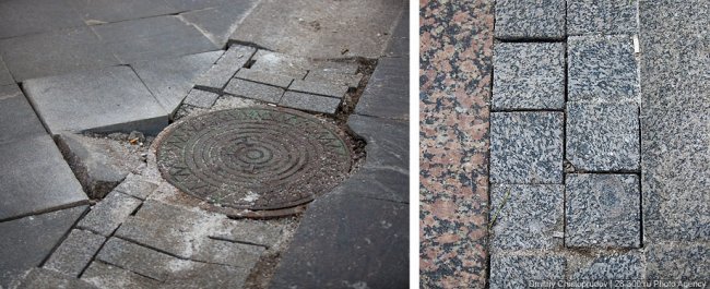 Как укладывают тротуарную плитку на Тверской