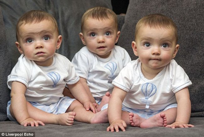 В британской семье родились абсолютно идентичные тройняшки