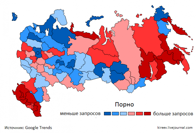 Жители каких российских городов чаще интересуются «взрослыми темами» в Google